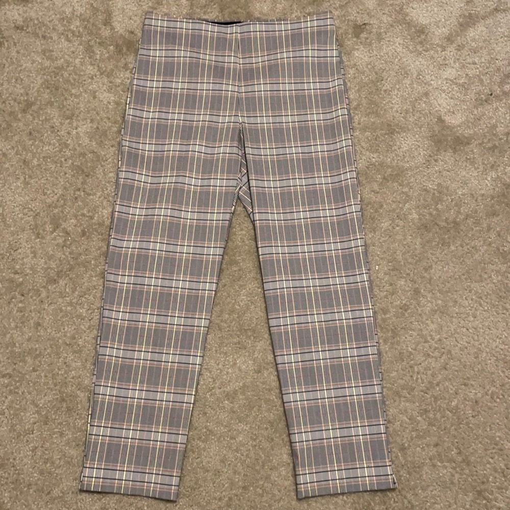 Plaid slip-on pants